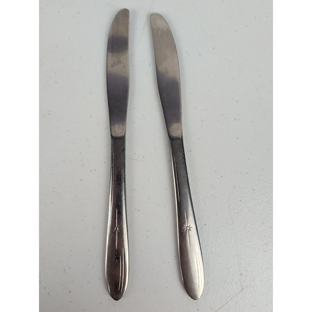 MCM Everlasting Stainless USA Atomic Starburst 8” Dinner Knives Set Of 2